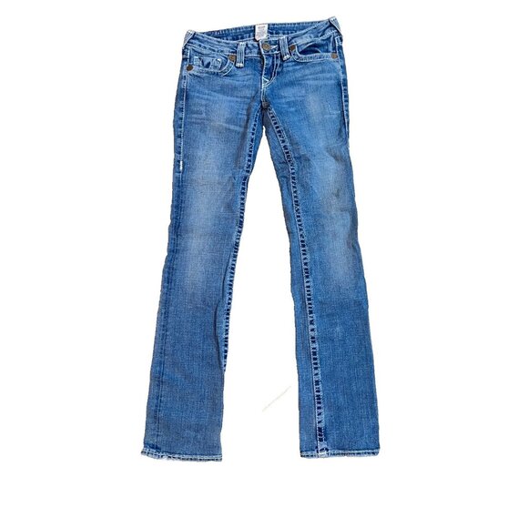 True Religion Women's Size 29W x 33L Johnny Big T Jeans Made In USA Y2K - Picture 1 of 12